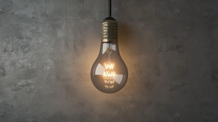 retro-style blank light bulb on a gray background with shadow, featuring a nostalgic feel and vintag