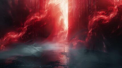 Leinwandbilder - Dark with a few hints of red and mysterious but pleasing abstract visuals for hard techno music. Generative AI.