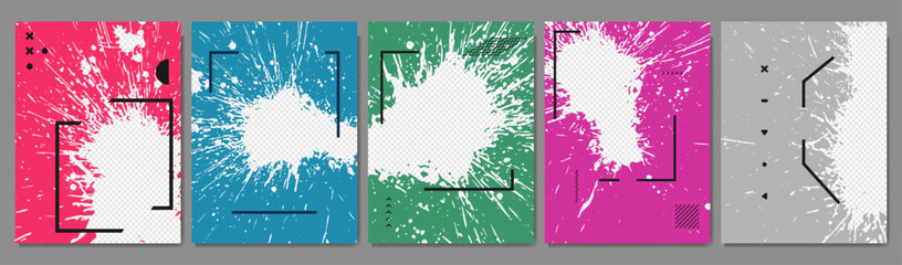 Wall Mural - vector illustration. hand drawn abstract color frame set. ink brush strokes mess. design for poster,