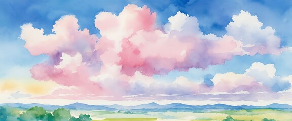 a painting of a colorful sky with clouds