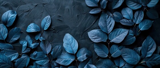 Wall Mural - green leaves on black background