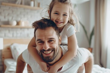 Wall Mural - Father and daughter playing together. Father's Day concept.