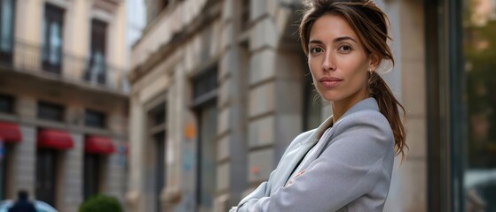 portrait of a business woman standing with her arms crossed