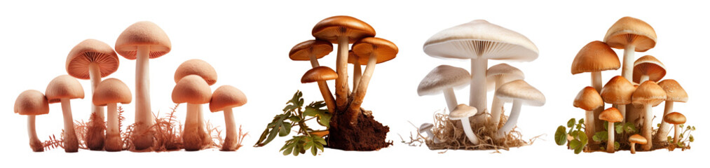 Wall Mural - PNG Mushroom fungus plant  cut out element set