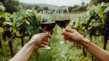 two glasses of wine in hands