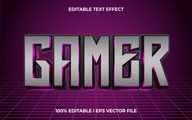 Canvas Print - gamer 3d editable vector text effect. Modern concept text effect, with combination metal colors