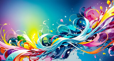  Abstract Colorful Swirls and Splashes Background