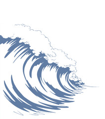 Wall Mural - A big wave. Vector tsunami drawing