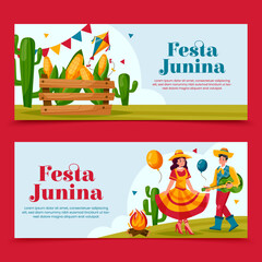 Wall Mural - Festa Junina banners in flat design