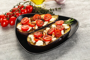 Wall Mural - Baked eggplant with cheese and tomato