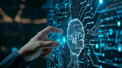 ai artificial intelligence. business man using ai technology for data analysis coding computer langu