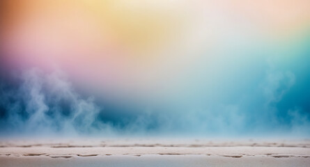 Abstract White Platform with Blue and Pink Smoke Background