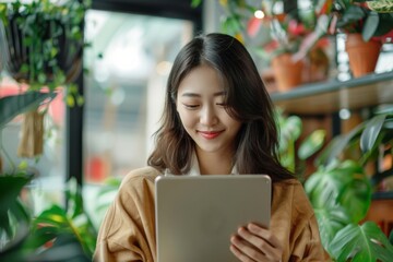 Canvas Print - Woman viewing tablet