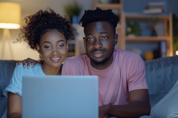 Wall Mural - Two people on sofa viewing laptop