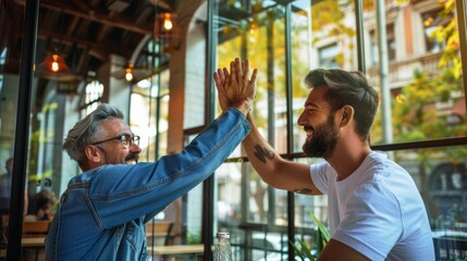 Wall Mural - The Friends Celebrating High-Five