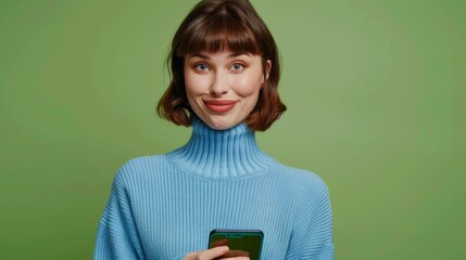 Wall Mural - The woman with smartphone