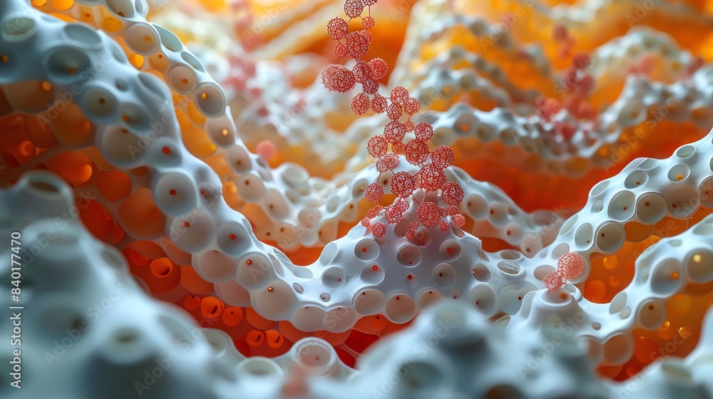 Vivid close-up of abstract 3D shapes and textures in orange and white ...