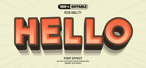 Wall Mural - Hello text effect editable text style.