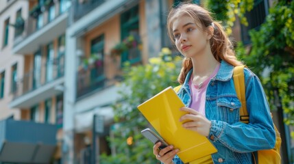 Poster - The girl with a backpack.