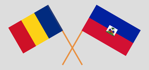 Wall Mural - Crossed flags of Romania and Haiti. Official colors. Correct proportion