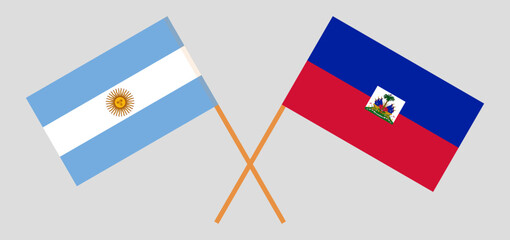 Wall Mural - Crossed flags of Argentina and Haiti. Official colors. Correct proportion