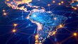 © Visioner - Map of South America illuminated by digital connections