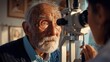 © HelenP - The elderly man eye exam
