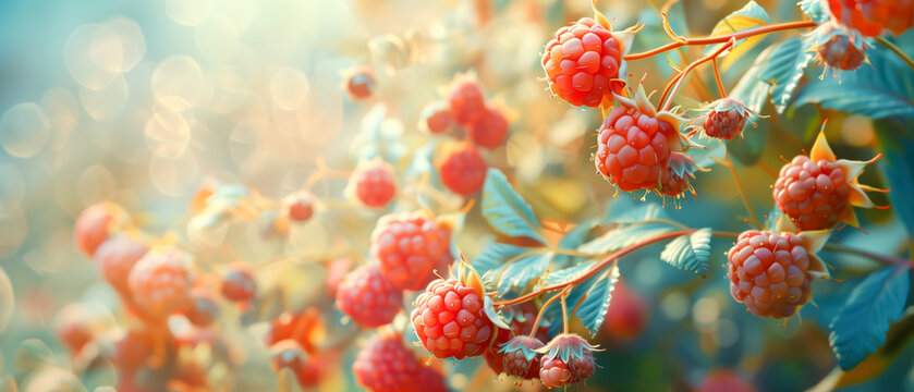 raspberry berries on a bush
