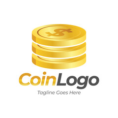 Wall Mural - Coin Icon Logo Design Element Vector Illustration.