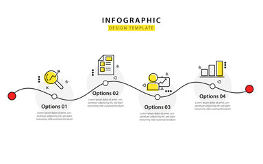 Poster - Timeline infographic template. 4 Step timeline journey, calendar Flat simple infographics design template. presentation graph. Business concept with 4 options, vector illustration.