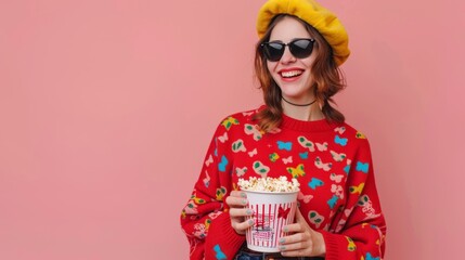 Wall Mural - The woman with popcorn