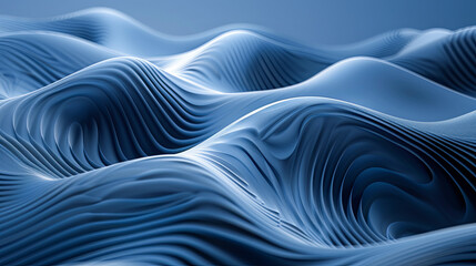 abstract blue wavy background, 3d render, smooth lines, flowing shape, liquid effect, modern minimal