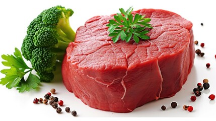 A plate of meat with a fresh sprig of parsley on top, suitable for food or lifestyle photography
