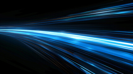 Aufkleber - Dynamic blue light streaks on a dark backdrop symbolizing speed and innovation