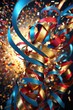 © vefimov - A detailed view of colorful ribbons and confetti, suitable for party or celebration scenes