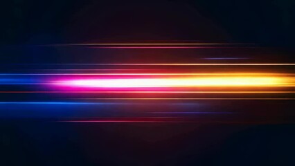 Wall Mural - Speed neon light motion. A dynamic abstract of fast movement in the dark background. Futuristic design with blurred effect lightning, creating a modern pattern of flow and connection in technology.