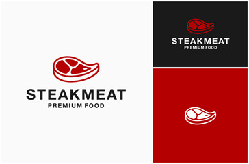 Wall Mural - Steak Beef Meat Food Butcher Steakhouse Butchery BBQ Grill Vector Logo Design Illustration