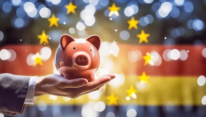 Wall Mural - Piggy Bank Investment in European Markets