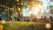© julia_aldo - Outdoor Festival with Colorful Bunting and Sunset Glow