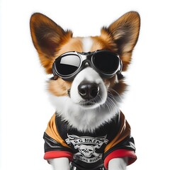 Wall Mural - A dog design drawing graphic wearing sunglasses and a shirt Artistic highquality engaging.