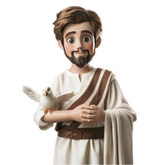 Wall Mural - Jesus action figure in 3d style with transparent. clip art.