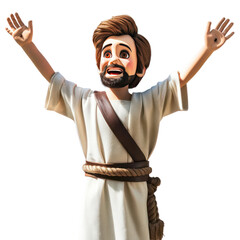 Wall Mural - Jesus action figure in 3d style with transparent. clip art.