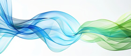 Wall Mural - Dynamic abstract waves of blue and green colors flowing on a white background, perfect for design and creative projects.