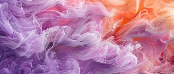 Wall Mural - Vibrant abstract smoke cloud art featuring shades of purple, pink, and orange, creating a mesmerizing color blend and dynamic flow.