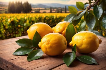 Lemon fruit harvest in orchard farm crop, ripe from tree
