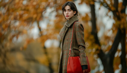 Wall Mural - A woman wearing a red coat