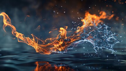 Fototapete - An abstract shape combining flame and water