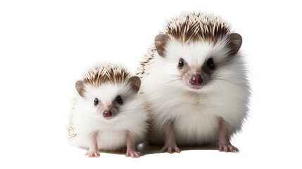 A Mother Hedgehog and Her Baby Gaze Intently at the Camera