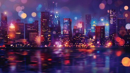 Leinwandbilder - background of the night city with blurred lights, illustration