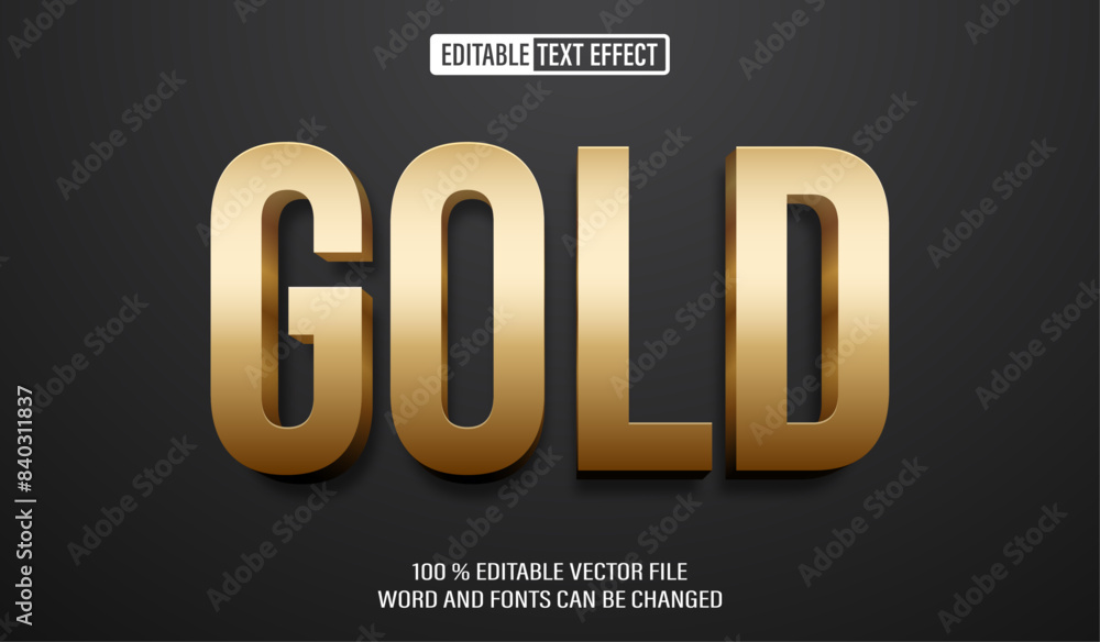 Editable 3d text style effect - Golden Bold  text effect Template